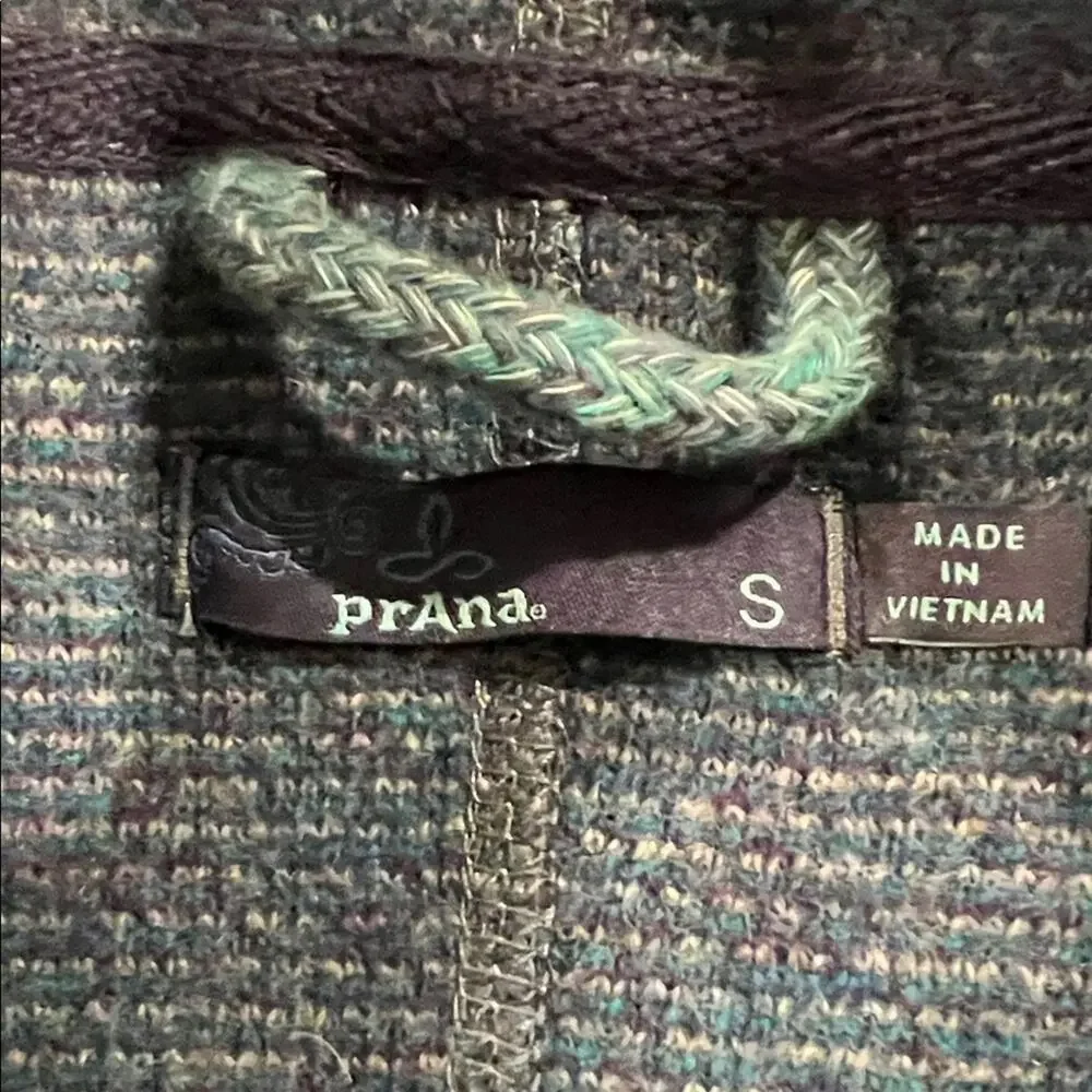 Prana Women's Ebba Sweater Waffle Knit Wool Blend Cowl Neck in Blue